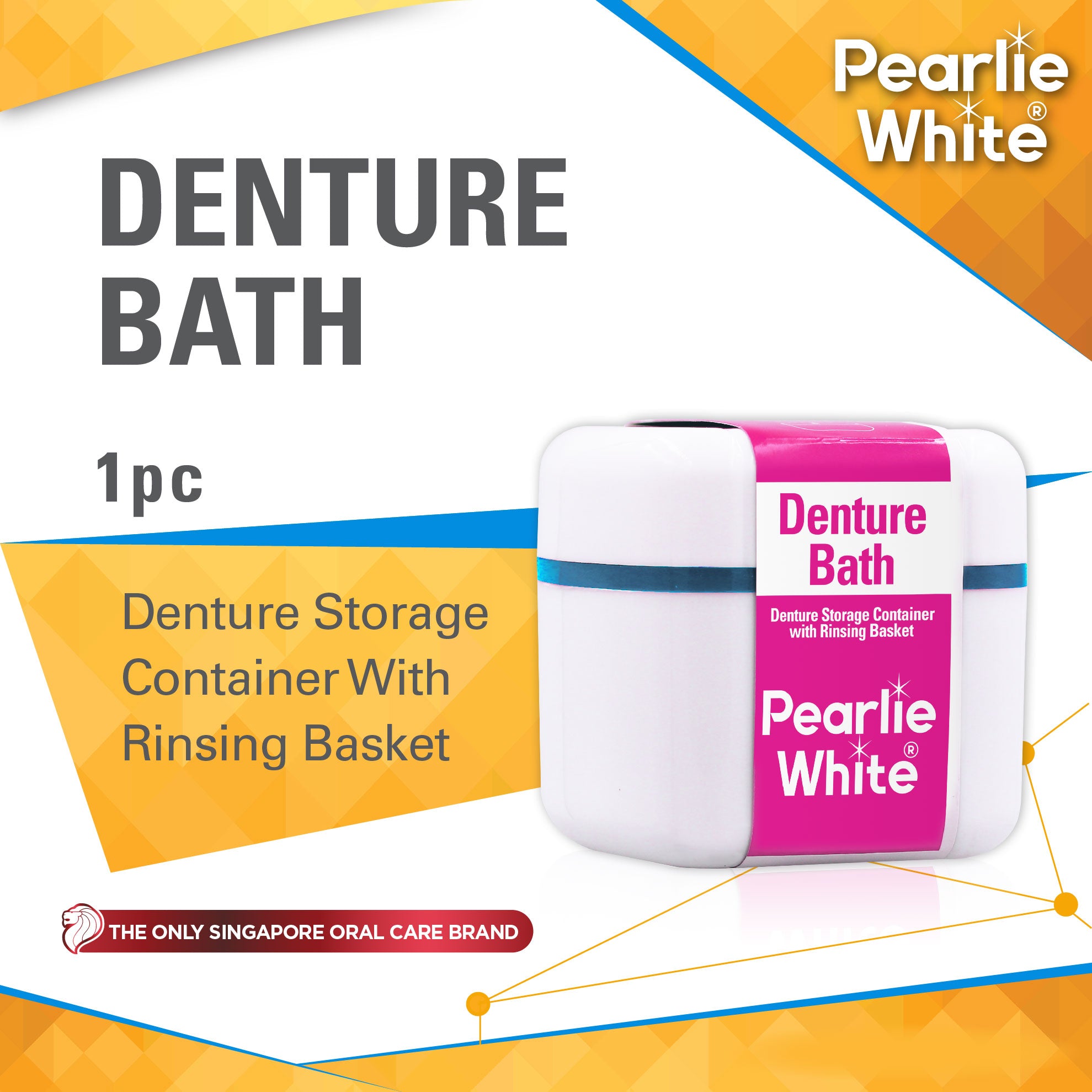 Denture Bath - Denture Container With Rinsing Basket