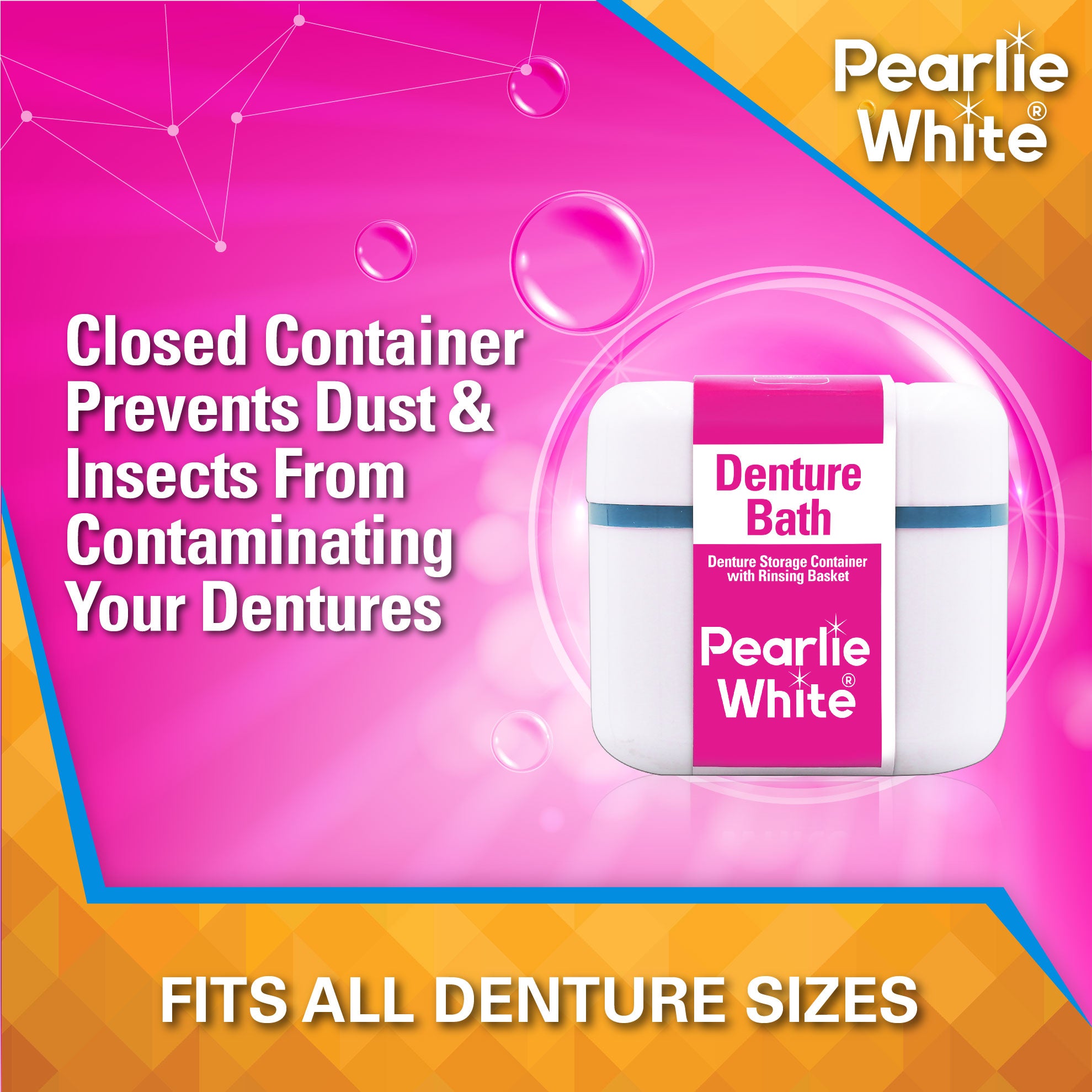 Denture Bath - Denture Container With Rinsing Basket