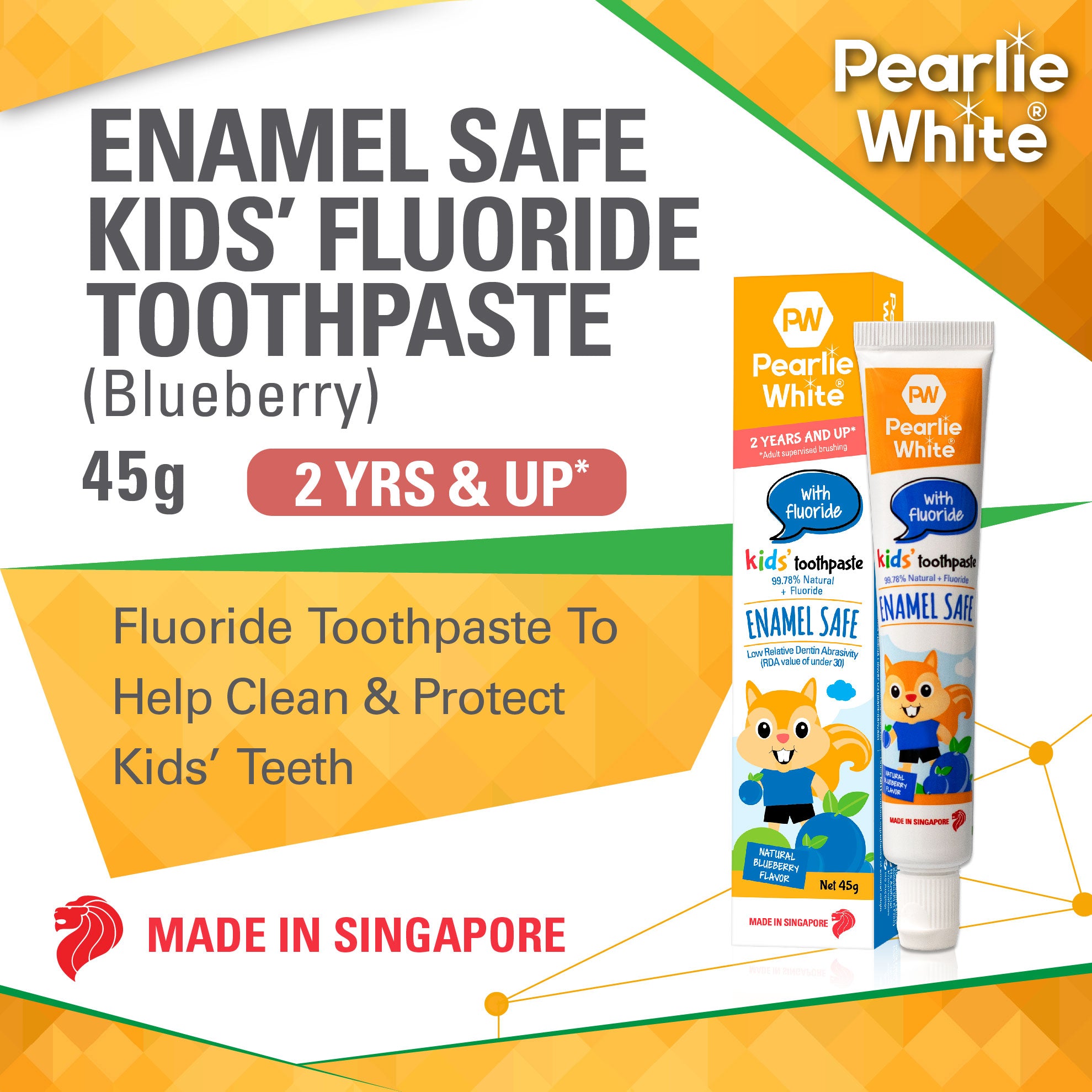 Enamel Safe Kids’ Fluoride Toothpaste (Blueberry) 45g