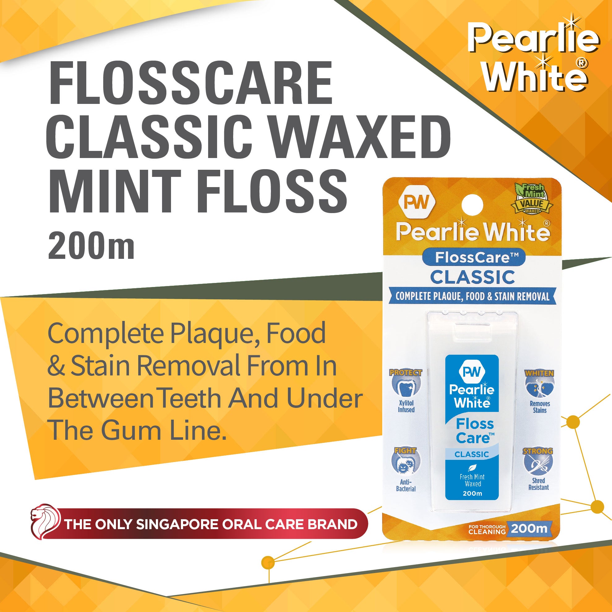 FlossCare Classic Waxed Mint Floss 200m