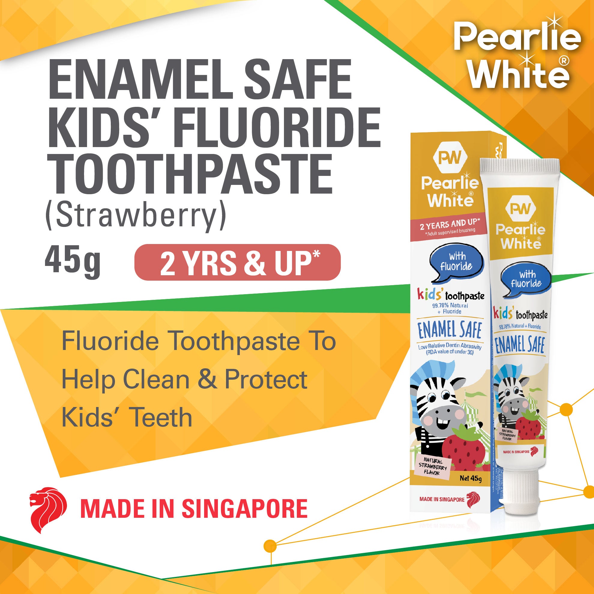 Enamel Safe Kids’ Fluoride Toothpaste (Strawberry) 45g