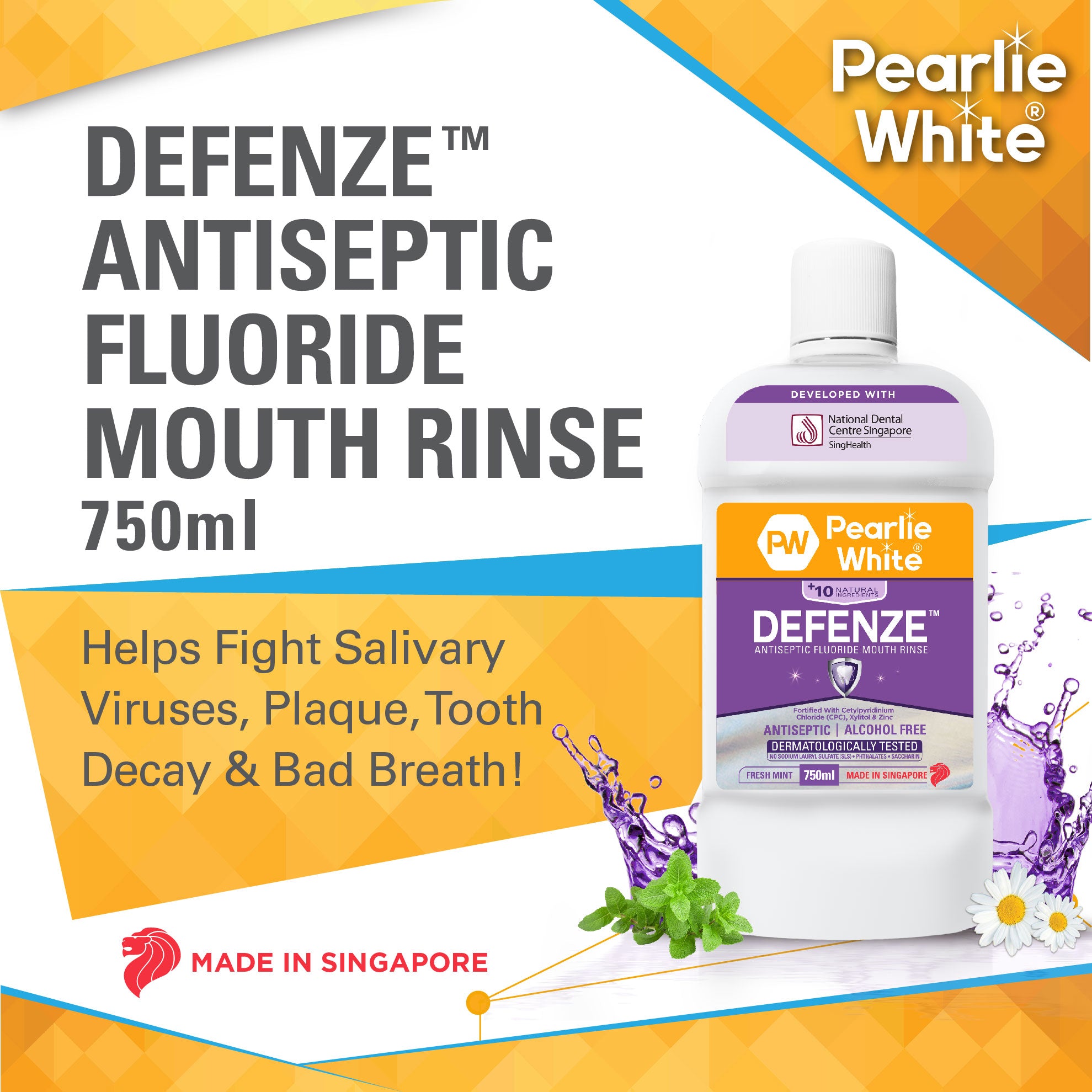 Defenze Antiseptic Fluoride Mouth Rinse 750ml *Expires 4th July 2025