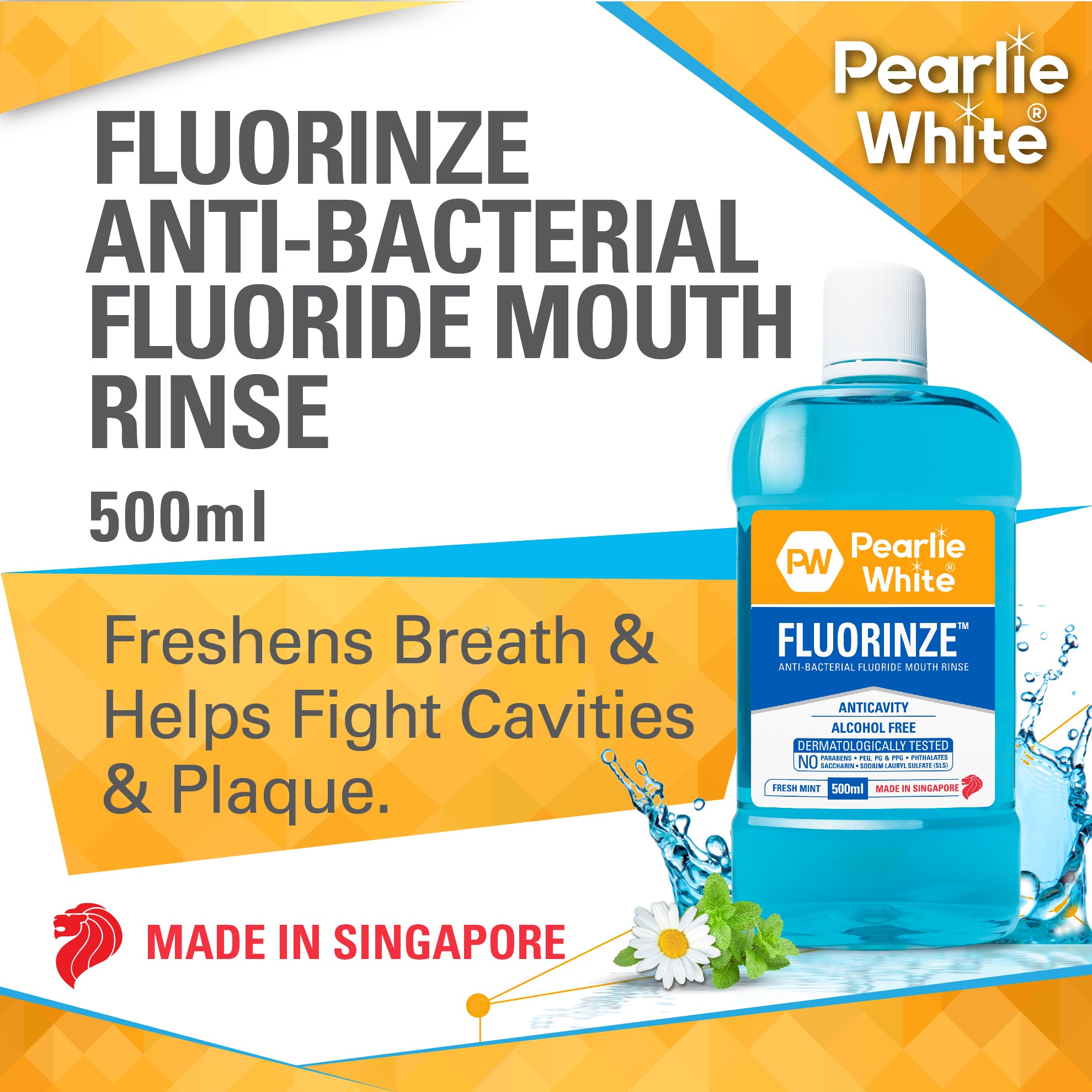 Fluorinze Anti-bacterial Fluoride Mouth Rinse 500ml