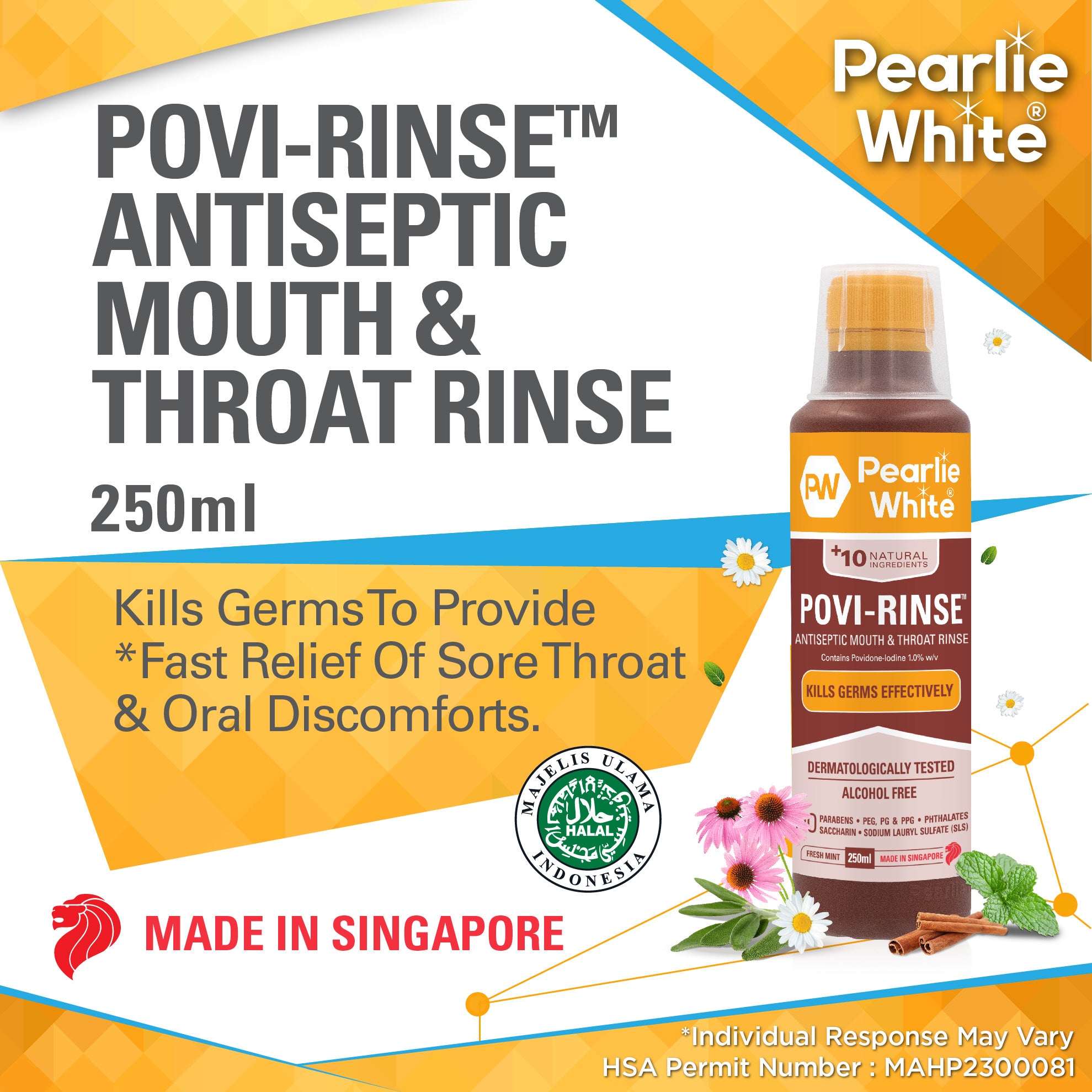 Povi-Rinse™ Antiseptic Mouth & Throat Rinse 250ml