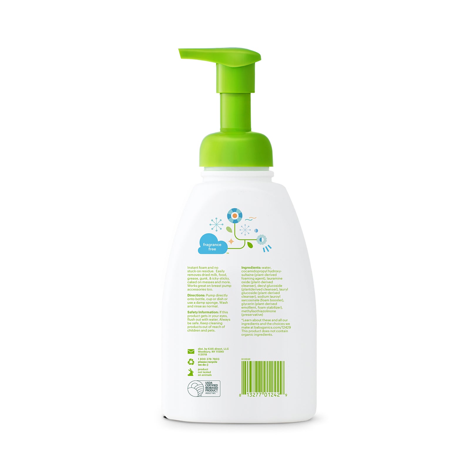 Babyganics foaming dish & bottle soap, 473ml, fragrance free